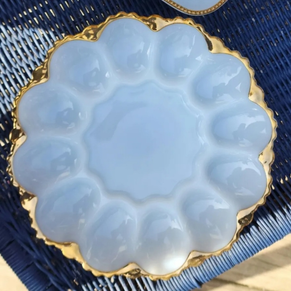 Vintage Fire King Fireking Anchor Hocking deviled egg/oyster dish